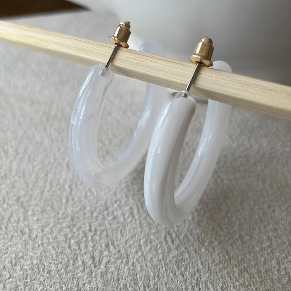 NEW White open hoops
